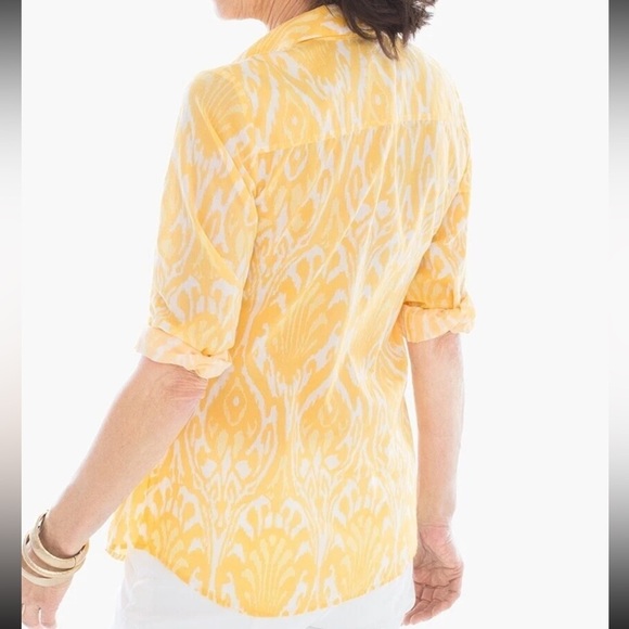 Chico's Medallion Glow Golden Haze Woven Lightweight Top Size M - Picture 10 of 10